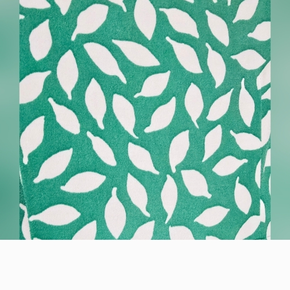 LOFT Teal and White Leaf Print Midi Dress - Picture 3 of 3